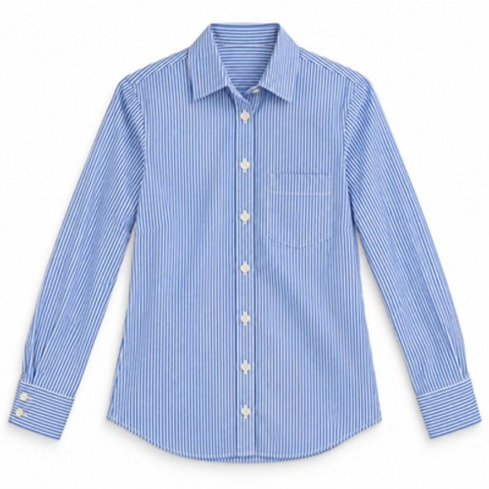 J.Crew Women's XS Blue Striped Cotton Stretch Button Up Shirt Chest Pocket